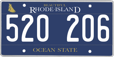 RI license plate 520206