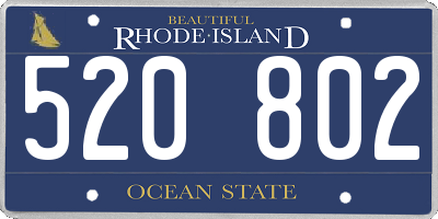 RI license plate 520802