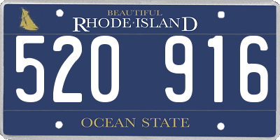 RI license plate 520916