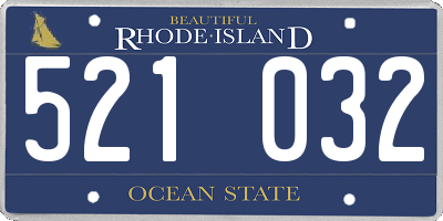 RI license plate 521032