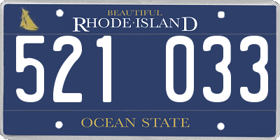 RI license plate 521033