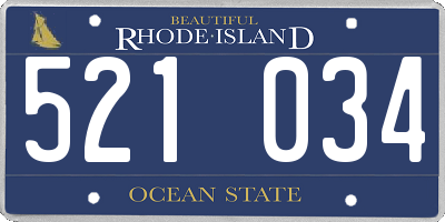 RI license plate 521034