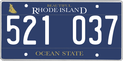 RI license plate 521037