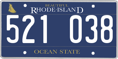 RI license plate 521038