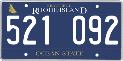 RI license plate 521092