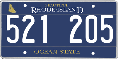 RI license plate 521205