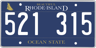 RI license plate 521315