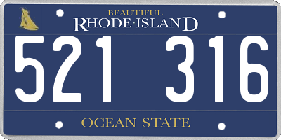 RI license plate 521316