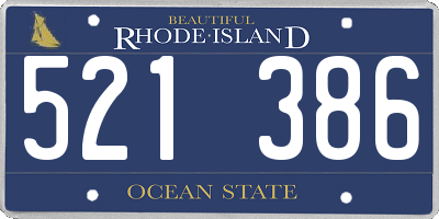 RI license plate 521386
