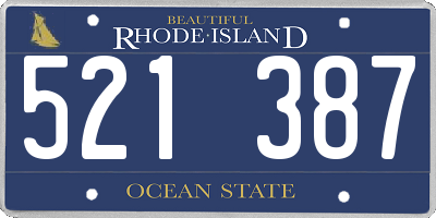 RI license plate 521387