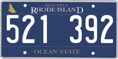RI license plate 521392