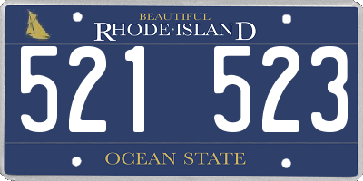 RI license plate 521523