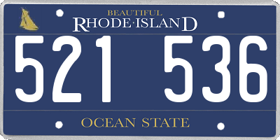 RI license plate 521536