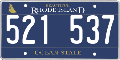 RI license plate 521537