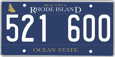 RI license plate 521600