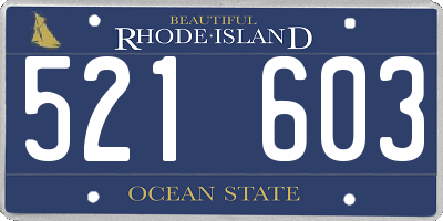 RI license plate 521603