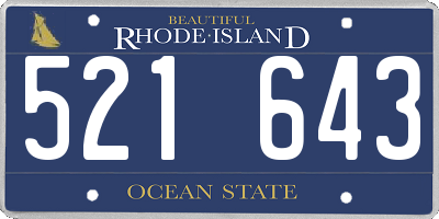 RI license plate 521643