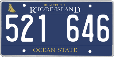 RI license plate 521646