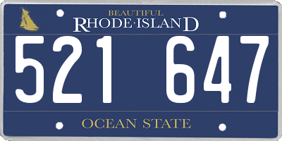RI license plate 521647