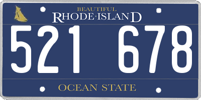 RI license plate 521678