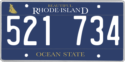 RI license plate 521734