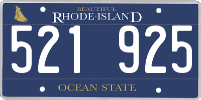 RI license plate 521925