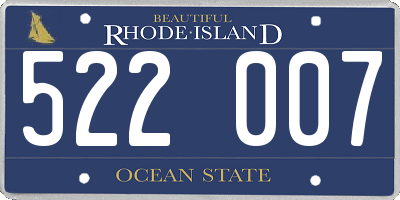 RI license plate 522007