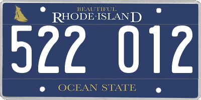 RI license plate 522012