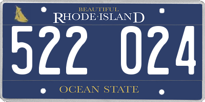RI license plate 522024