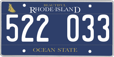 RI license plate 522033
