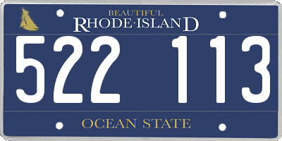 RI license plate 522113