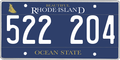 RI license plate 522204