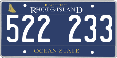 RI license plate 522233
