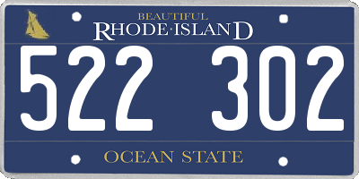 RI license plate 522302
