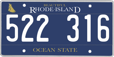 RI license plate 522316