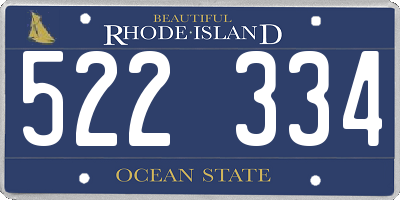 RI license plate 522334