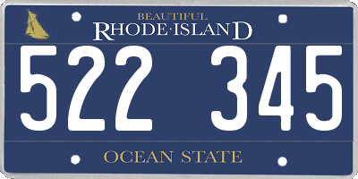 RI license plate 522345