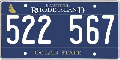 RI license plate 522567