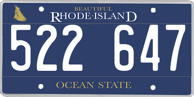 RI license plate 522647