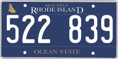 RI license plate 522839
