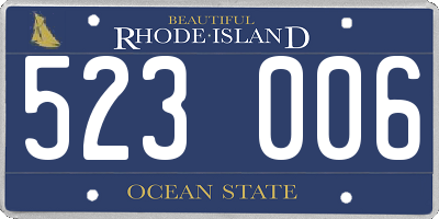 RI license plate 523006
