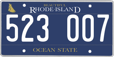 RI license plate 523007