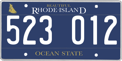 RI license plate 523012