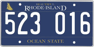 RI license plate 523016