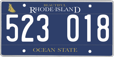 RI license plate 523018