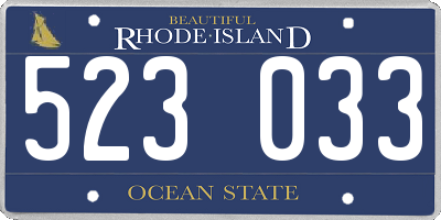 RI license plate 523033
