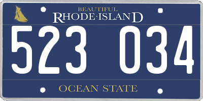 RI license plate 523034