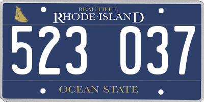 RI license plate 523037