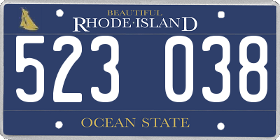 RI license plate 523038