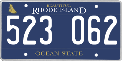 RI license plate 523062